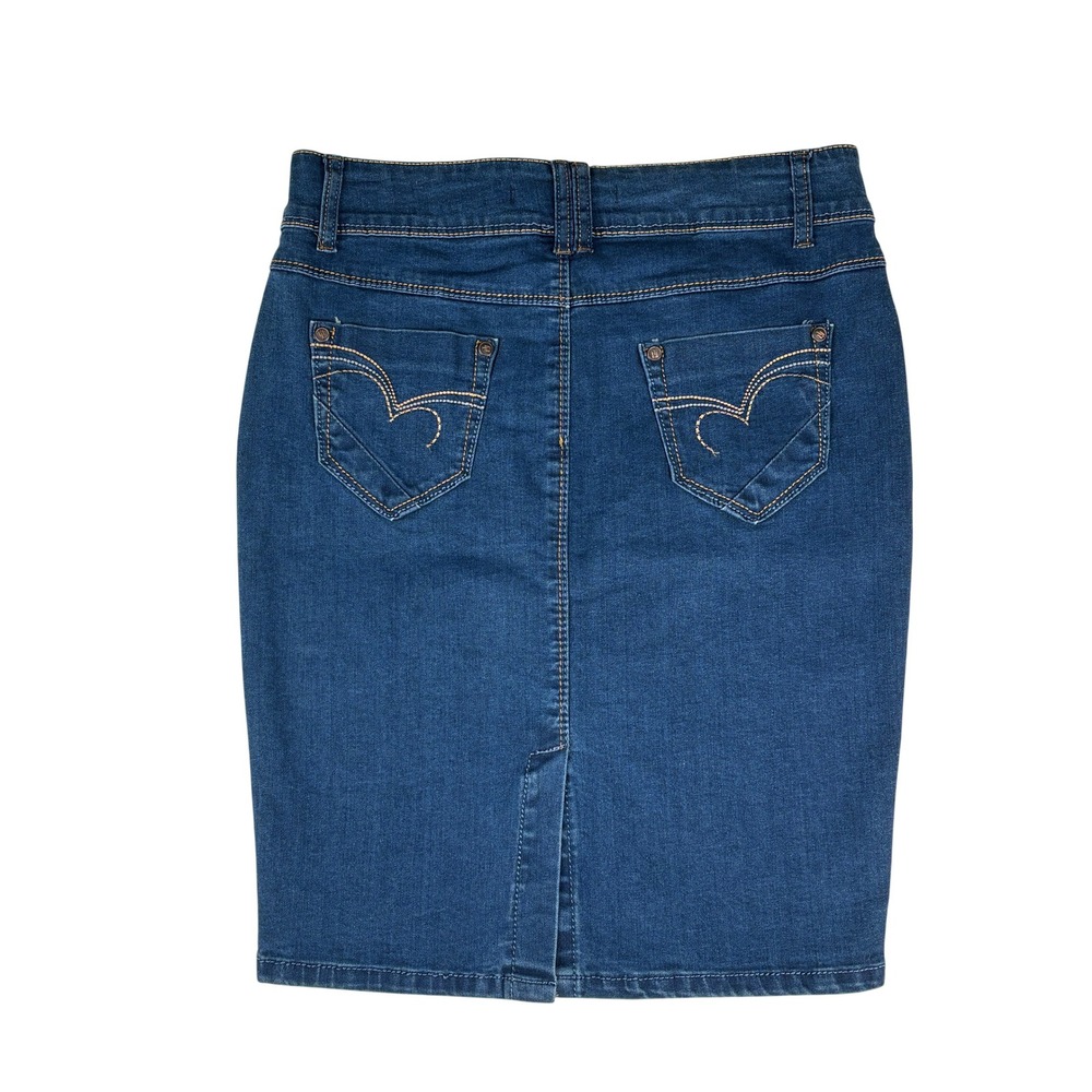 Daniel Stretch Denim Pencil Skirt Womens Medium Wash Knee Length Jean Skirt